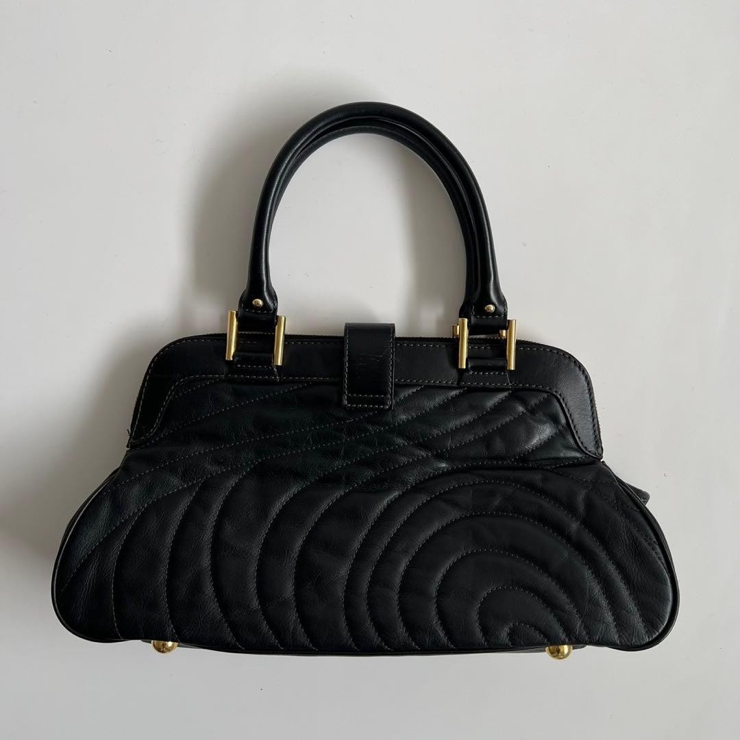 Paul Smith Black Leather Quilted Tote Hand Bag Authentic Japan 061167