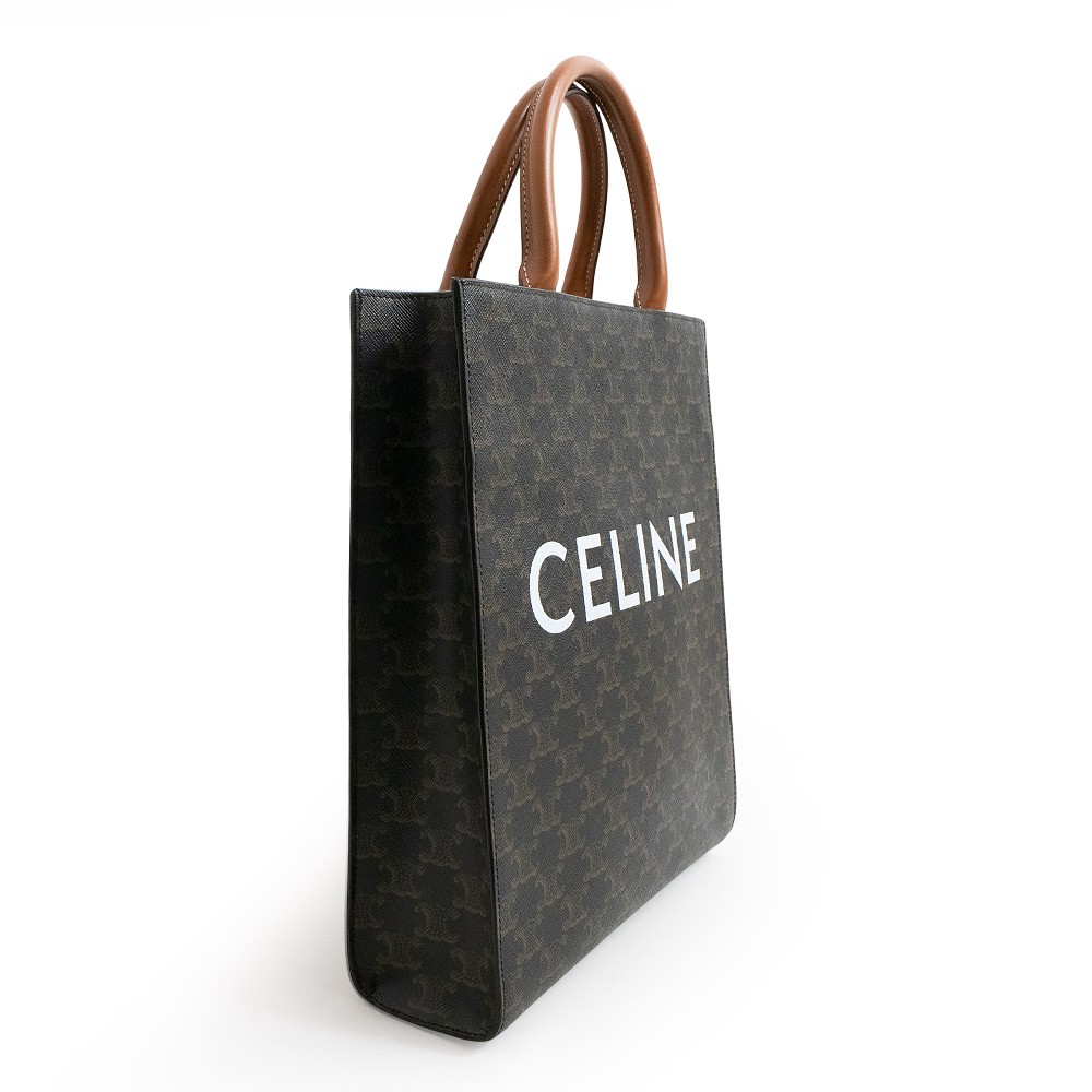 CELINE Vertical Small Tote Handbag TriompheCanvas & Calfskin, Tan 191542BZK.04LU