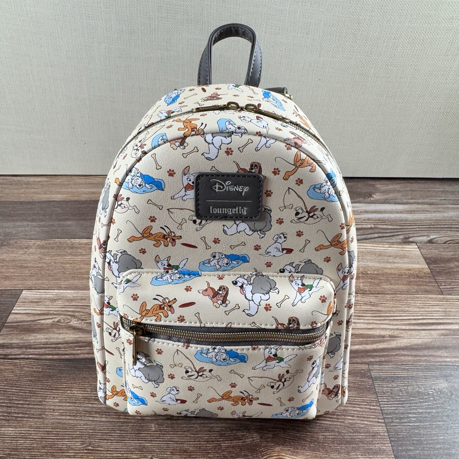Loungefly Disney Dogs Playing All Over Print Mini Backpack New