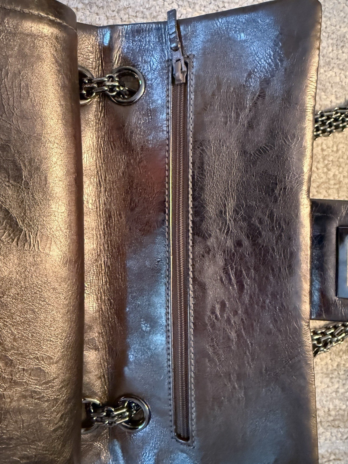 CHANEL Classic Metallic Silver Double Flap Reissue 2.55 Quilted Bag