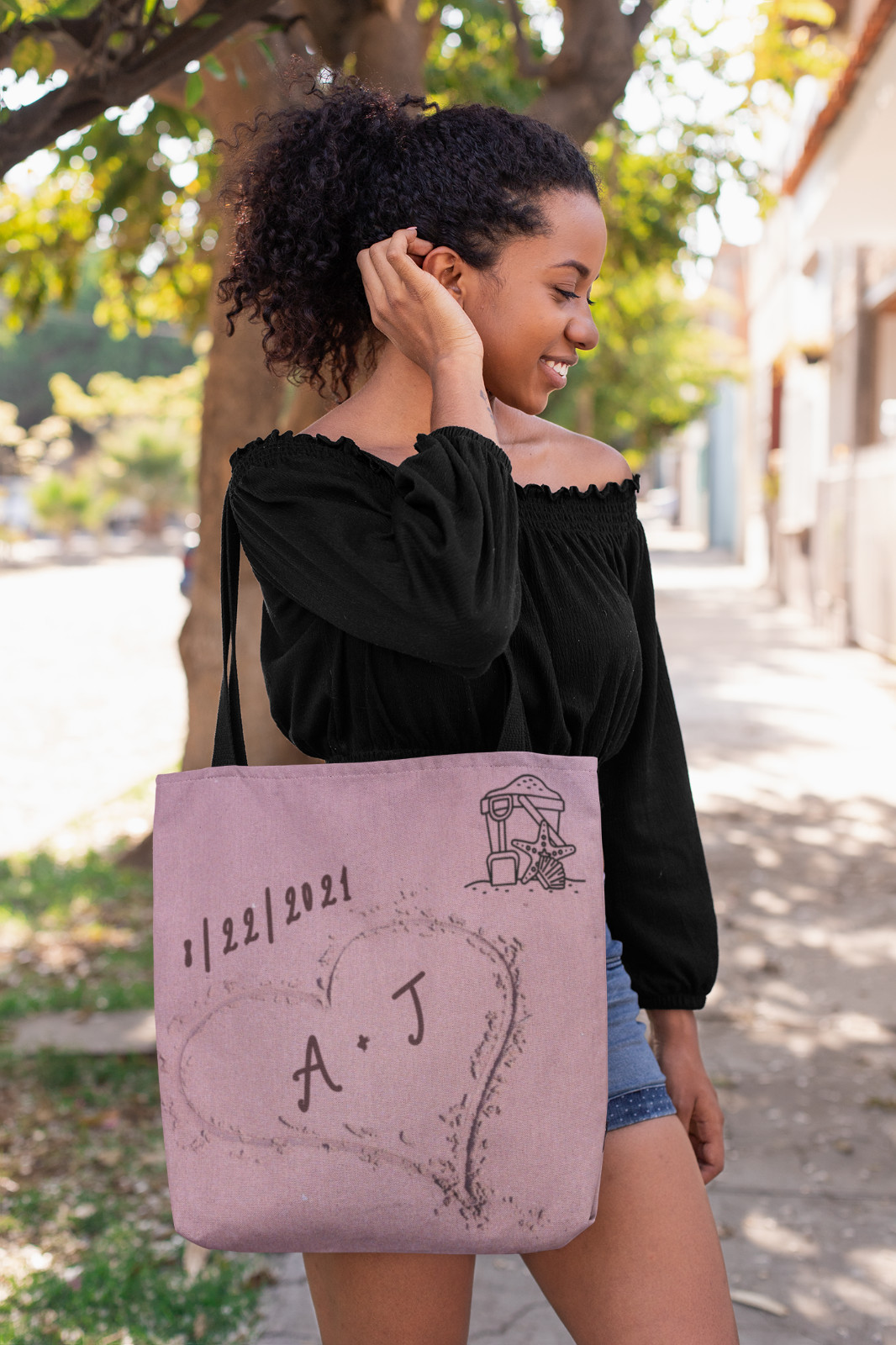 Custom Tote Bag Add Your Text Personalized Custom Printed Gift Shopping Reusable