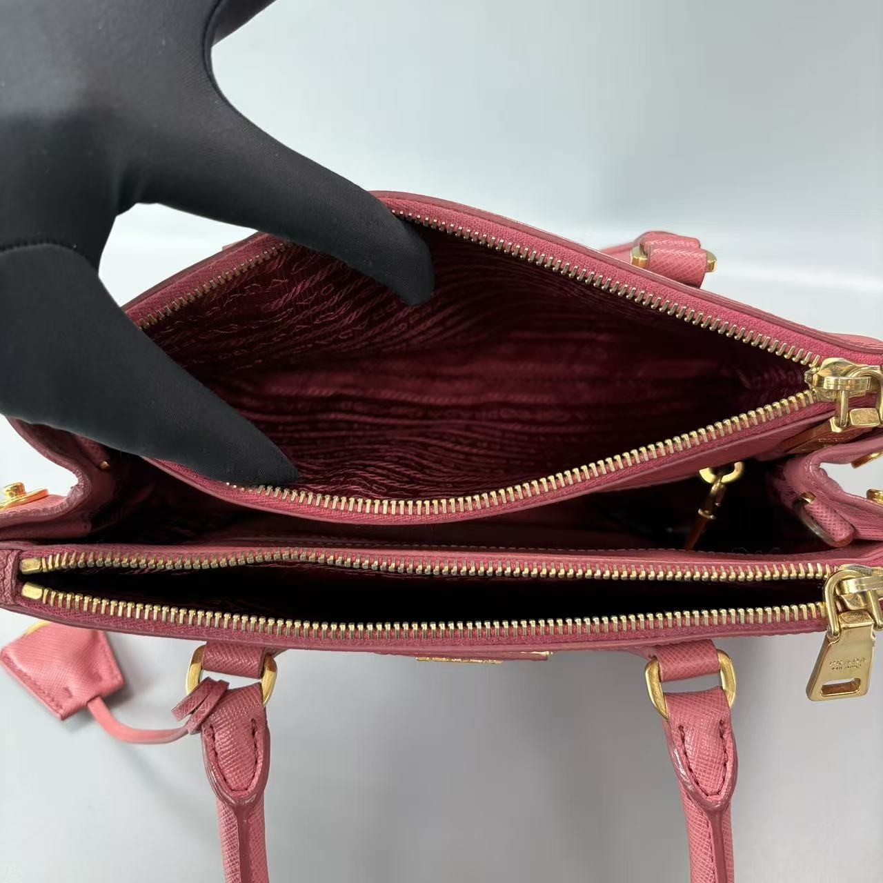 Prada Galleria Small Saffiano Leather Tote Bag Pink with Crossbody Strap