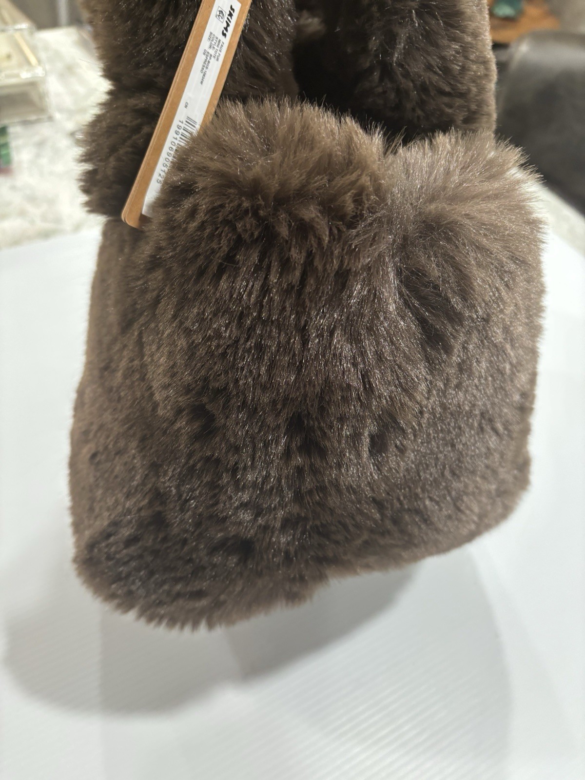 SKIMS Faux Fur Tote Bag – Espresso (Brown) Womens Mini Tote – NICE