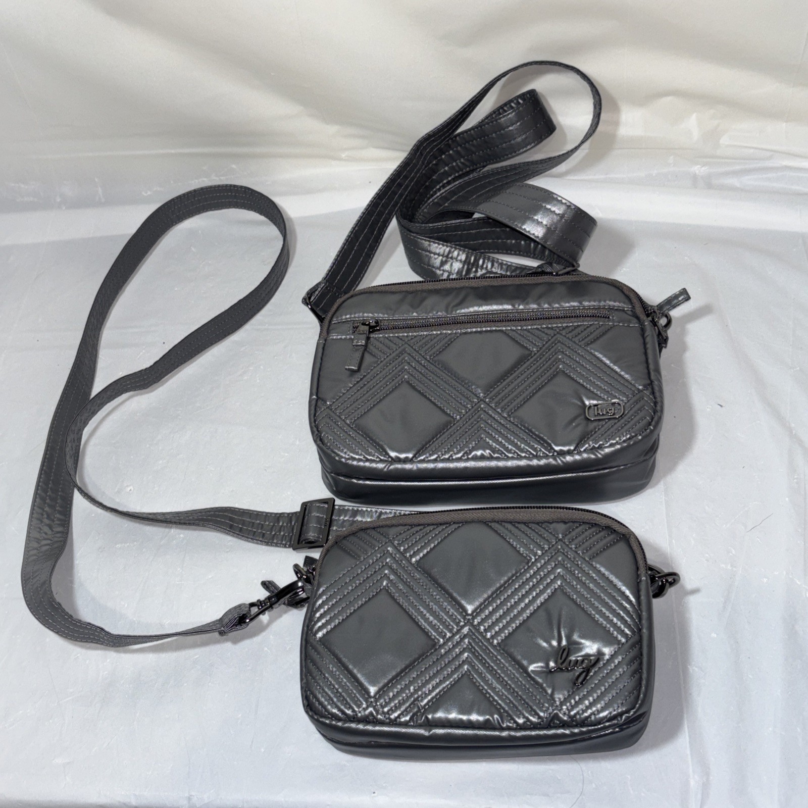 Lot Of 2 LUG Coupe + Super Coupe Crossbody Belt Bag Charcoal Shiny Gray