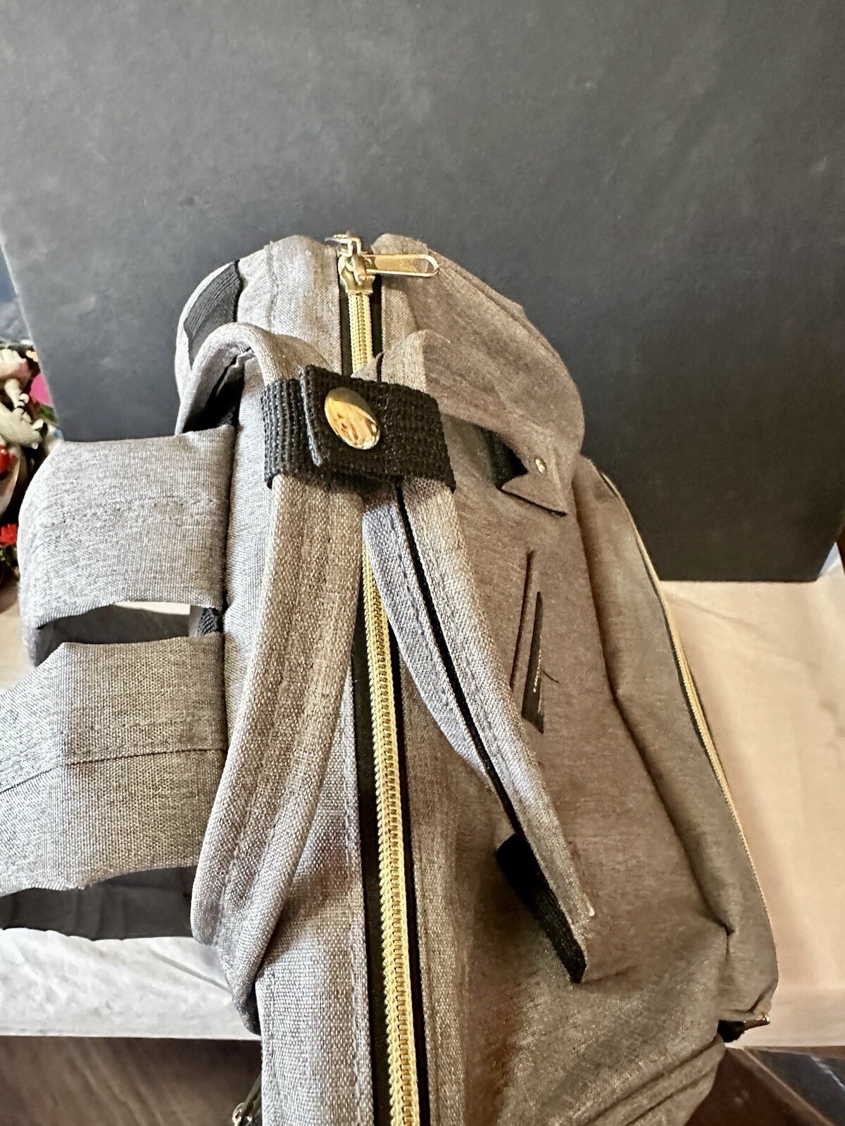Himawari Backpack Travel Bag/Computer/Baby Grey Large Handy Handles Zippers EUC