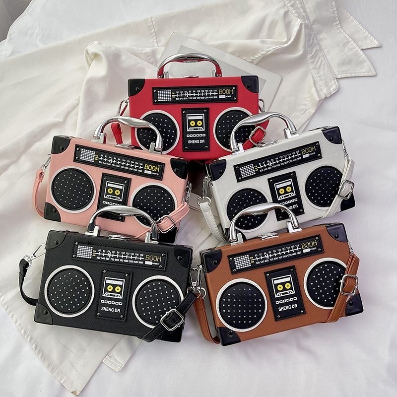 WOMENS FASHION Retro Boombox Handbag with Cassette Tape Design