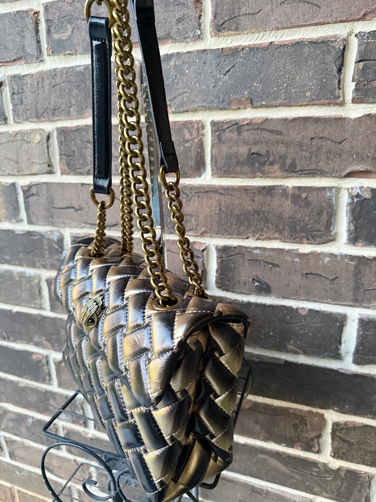 NWT $295 Kurt Geiger Kensington Shoulder Bronze Leather Large