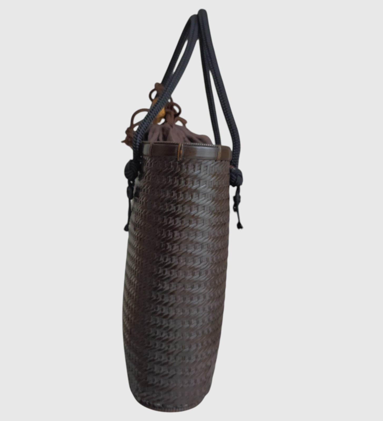 Chikukousai Yusai Vintage Bamboo Handbag Ajiro Weaving Urushi Laquer Basket JPN
