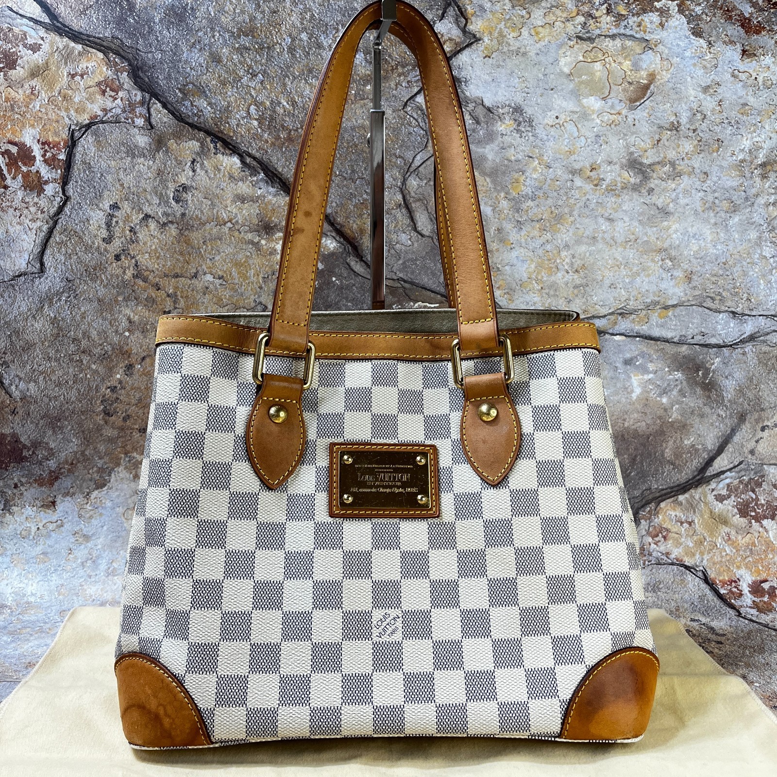 Louis Vuitton Hampstead PM Tote Bag Damier Azur Ebene Shoulder Bag