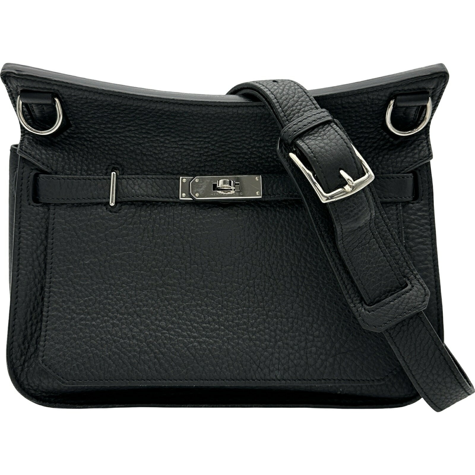 Hermes Jypsiere 28 Shoulder Bag 11in Taurillon Clemence Leather Noir Black 99