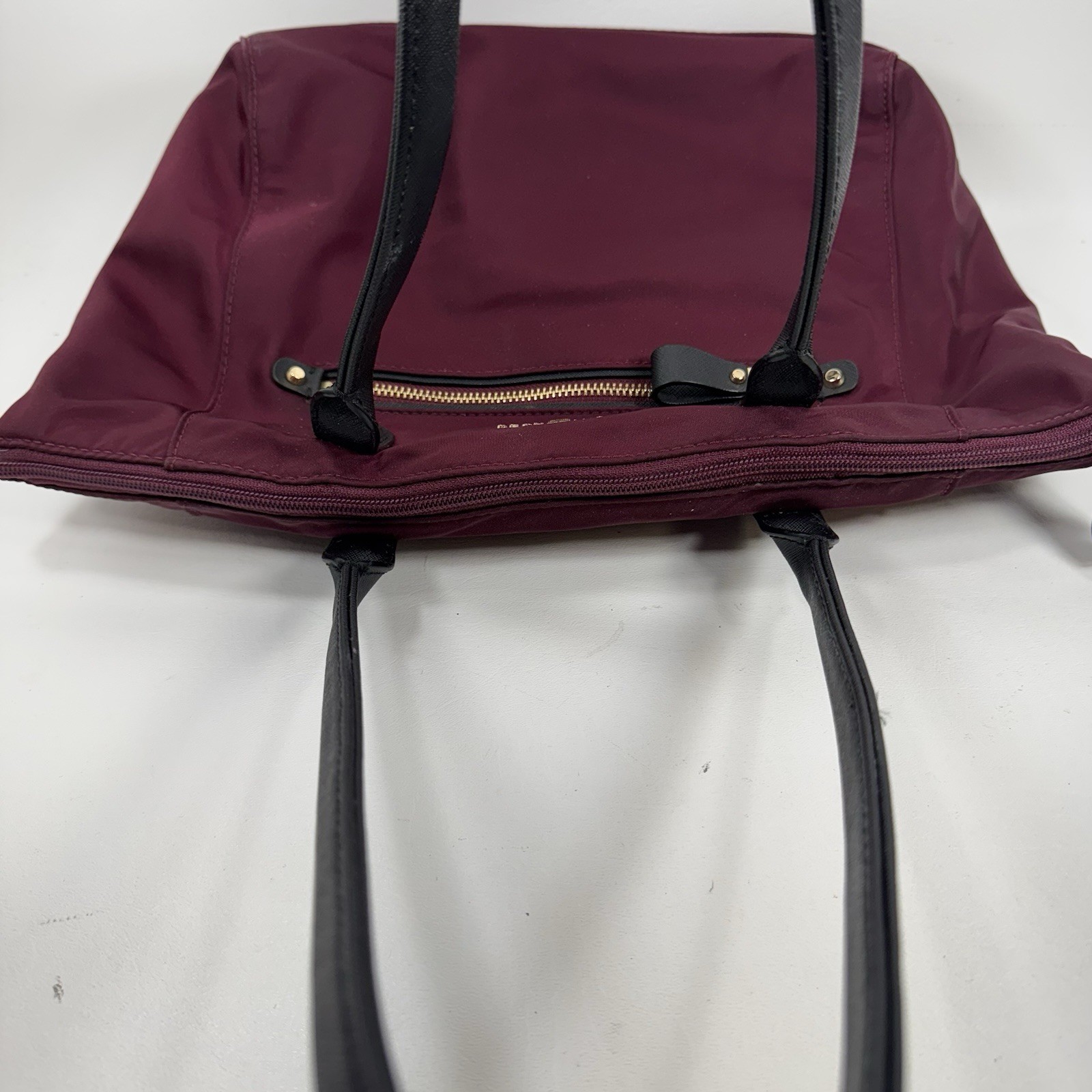Michael Kors Maroon Nylon Kelsey Tote Bag Gold Hardware Zip Top Shoulder Bag