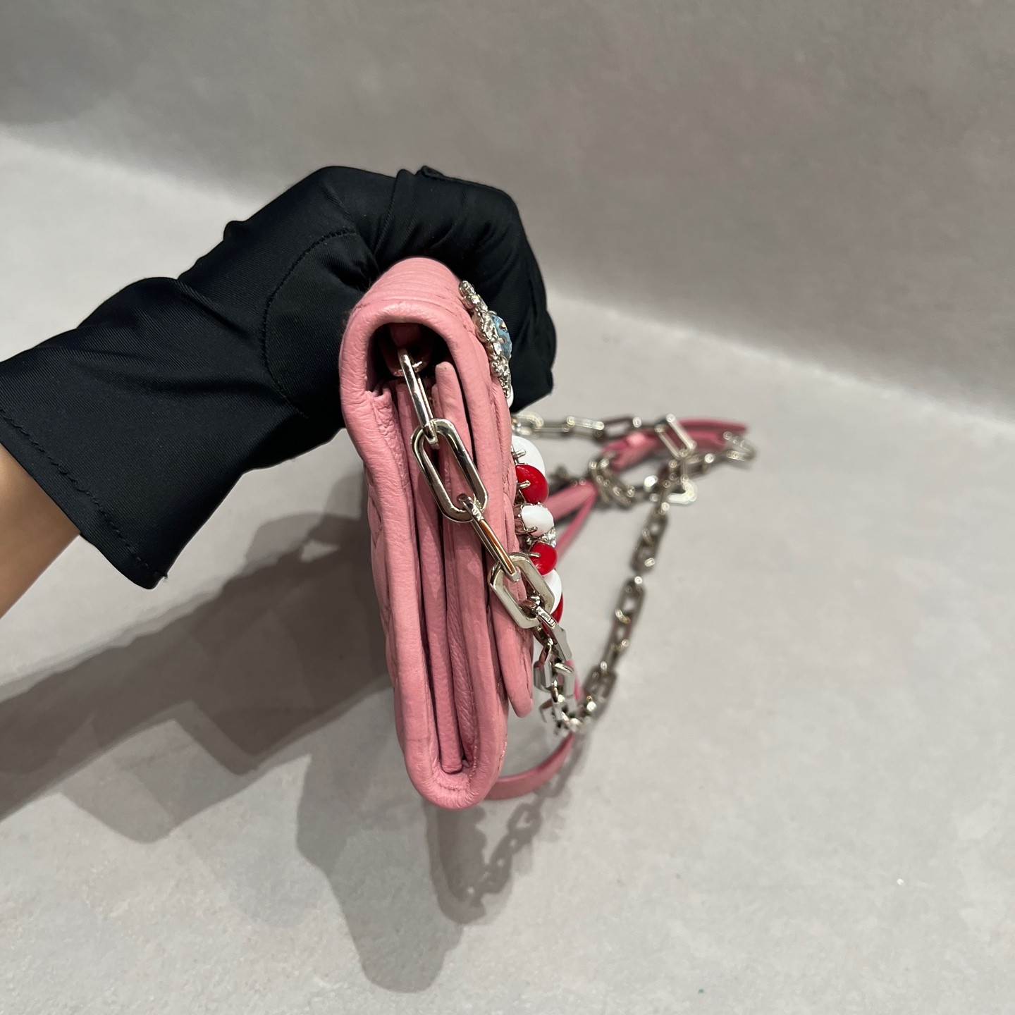 Miu Miu Matelasse WOC Normal Sakura Pink Ruched Lambskin Multiway Bag US Ship