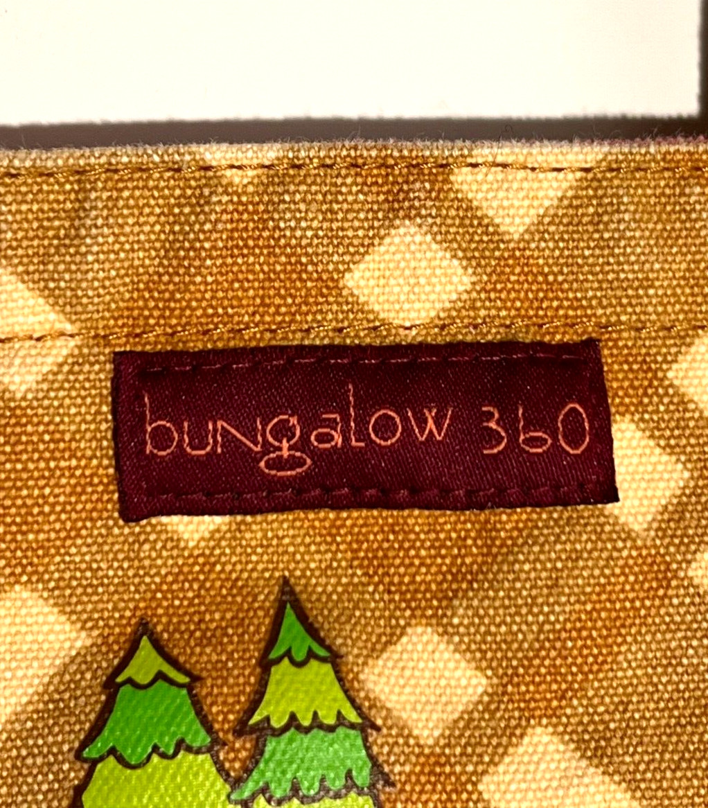 BUNGALOW 360 Yellow Plaid Bag DOG CAT BICYCLE Forest REVERSIBLE CANVAS TOTE