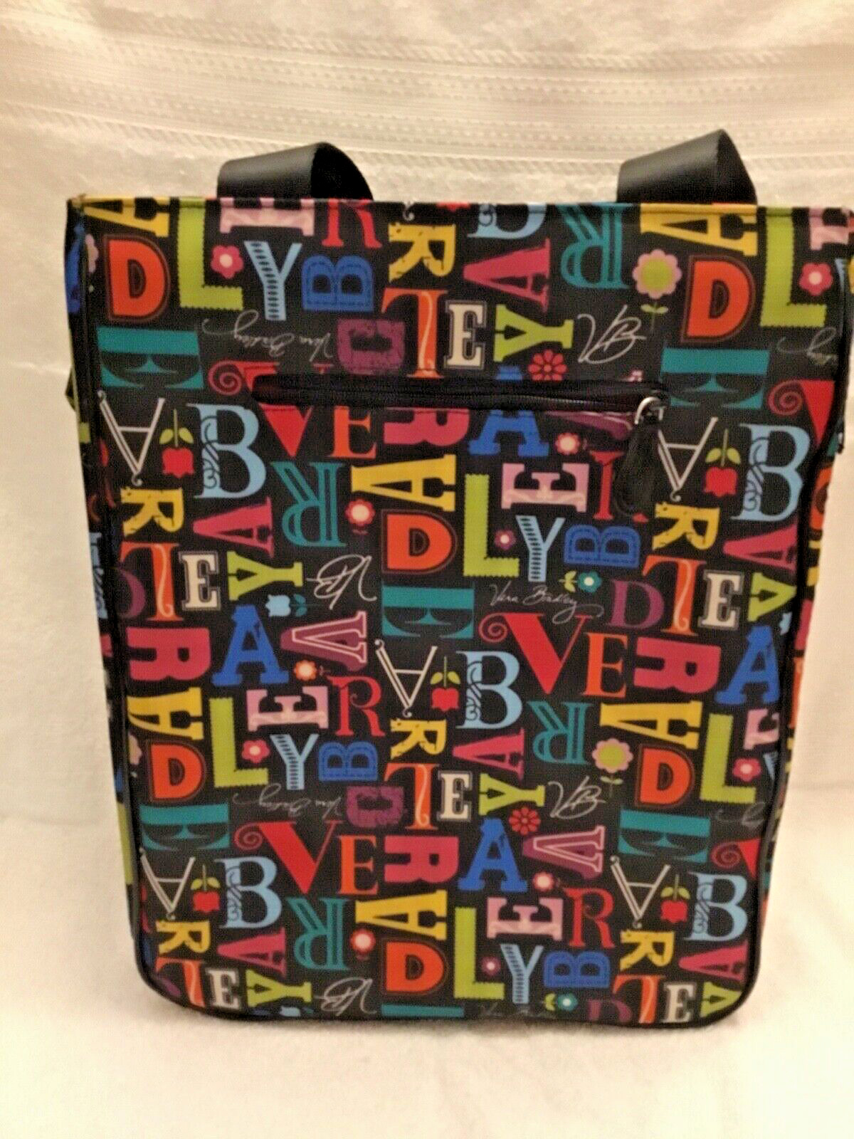 Vera Bradley Padded Zip Laptop Bag A To V print Red Black Blue Yellow Handles