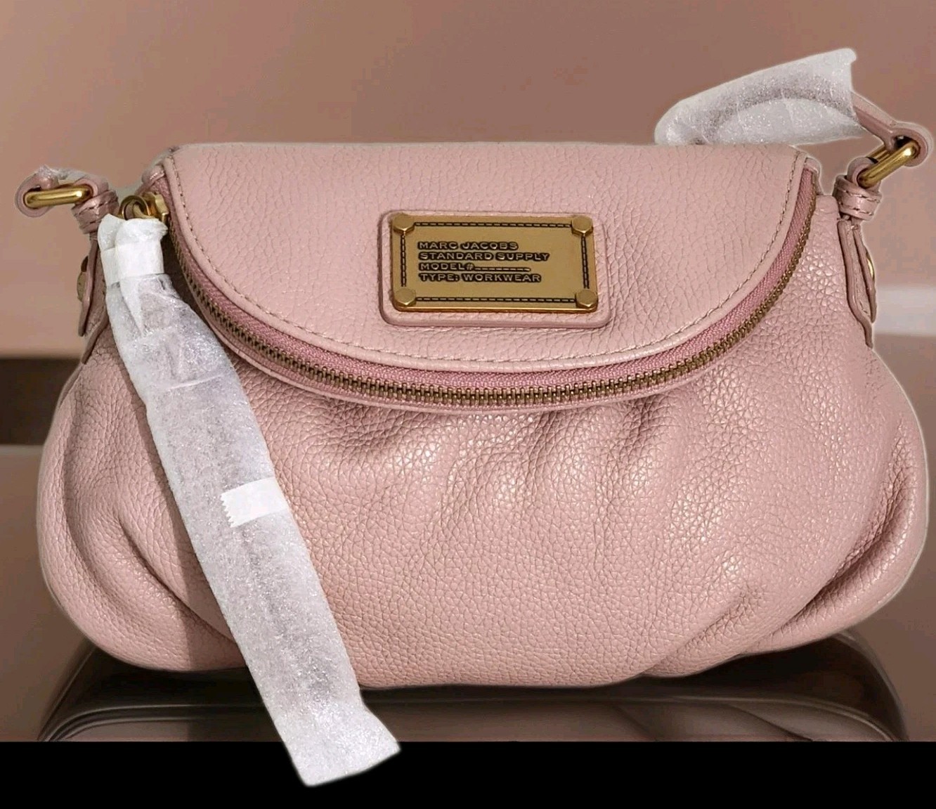 🌞MARC JACOBS CLASSIC Q NATASHA NEW ROSE PINK LEATHER SMALL CROSSBODY BAG🌺NWT!