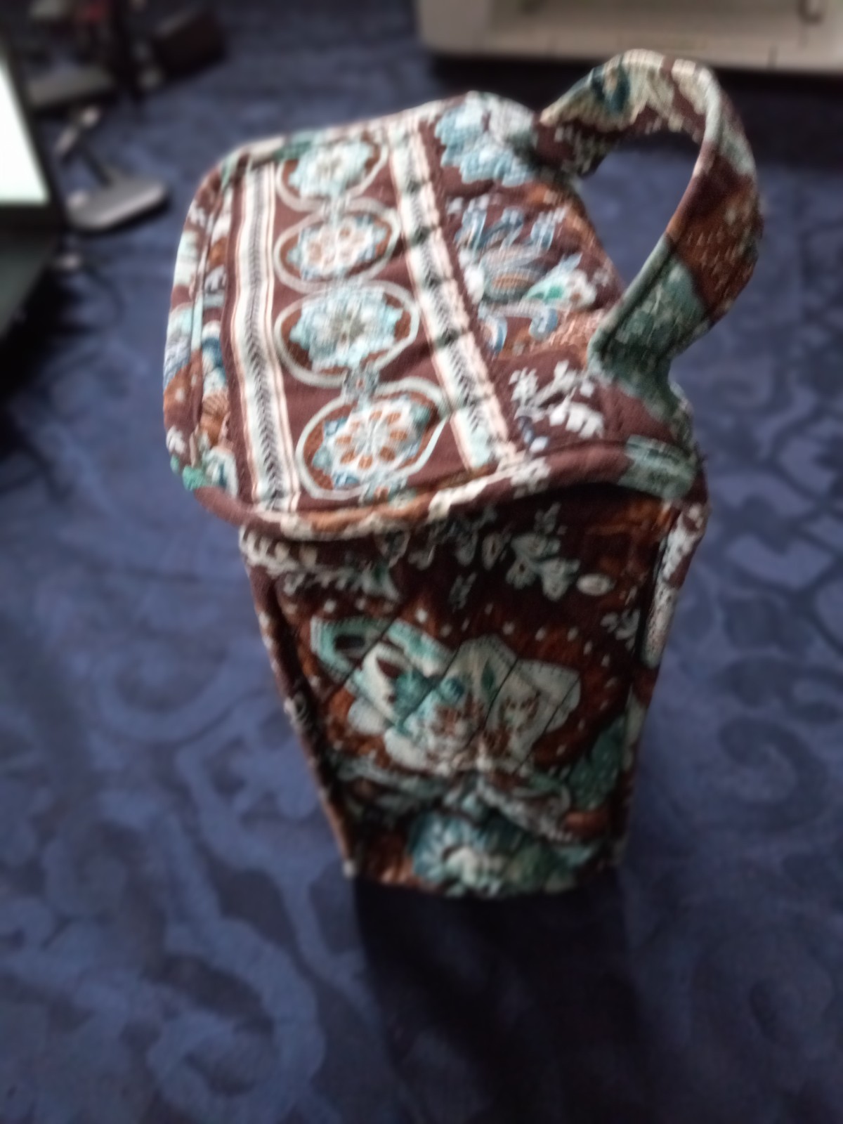 Vera Bradley Quilted Insulated Lunch Bag Box Java Blue Floral Paisley Print