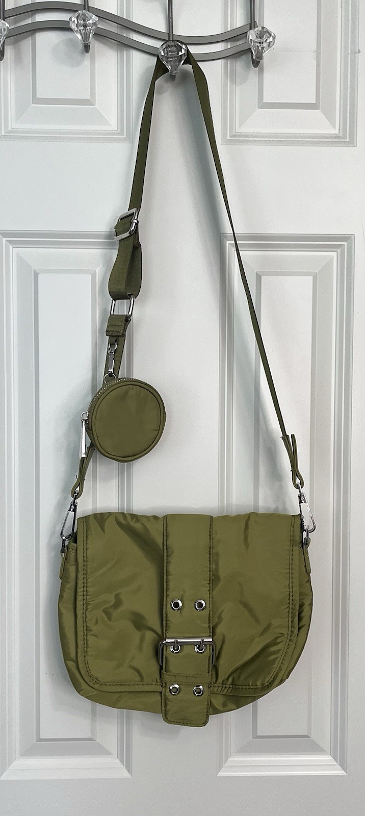 Topshop Green Buckle Crossbody Bag Magnetic Closure Coin Purse
