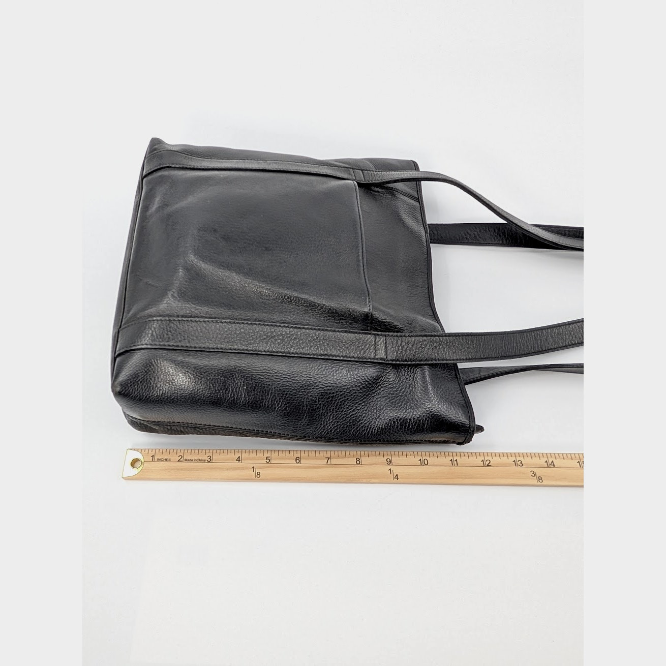 M London Leather Tote Bag Black Medium Pebbled Handbag Neutral Travel Minimalist
