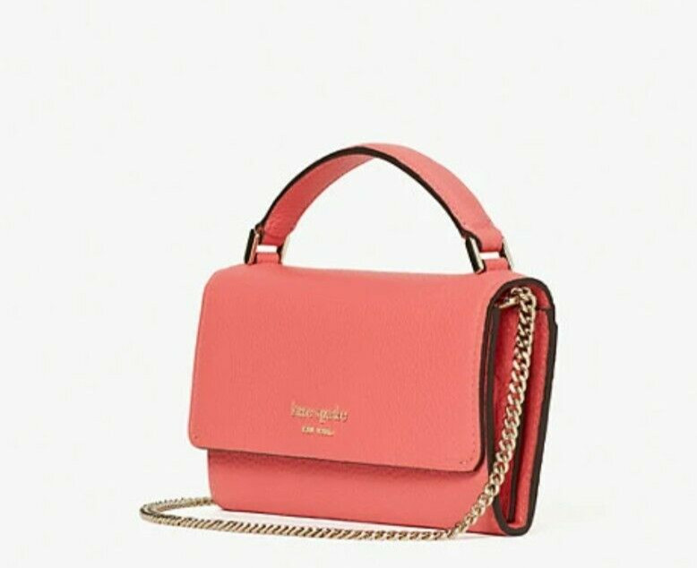 kate spade- Roulette- Leather Top Handle Crossbody- Peach Melba- NWT- $198