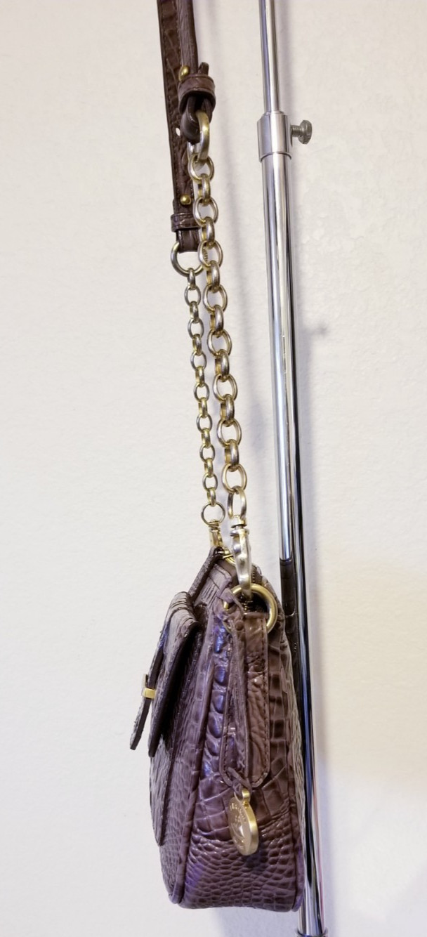 BRAHMIN MOLLY mauve MELBOURNE Genuine LEATHER CROSSBODY BAG HANDBAG Chain strap