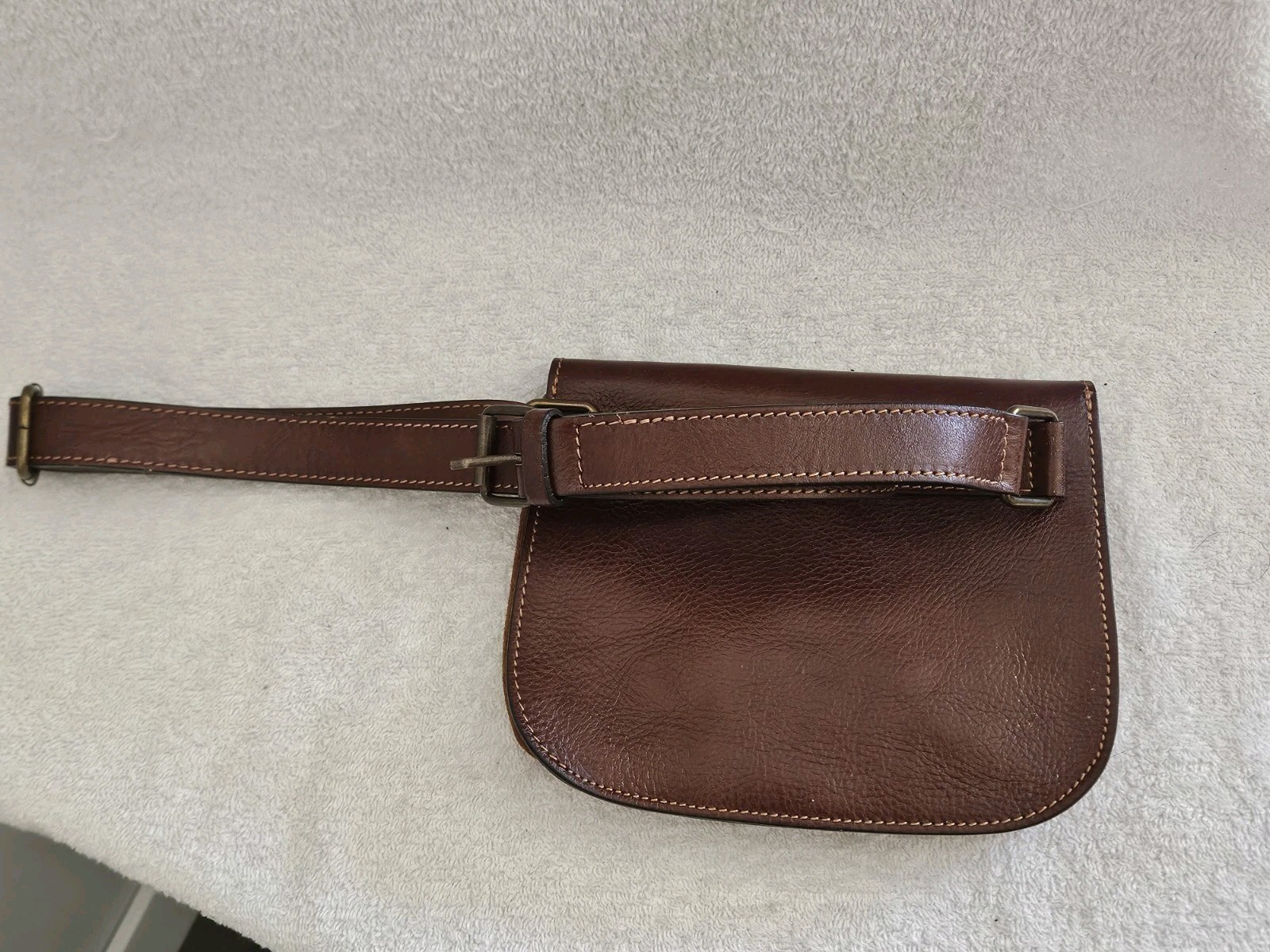 Sundance Convertible Belt Bag Fanny Pack Brown Leather Suede Latch Closure EUC!