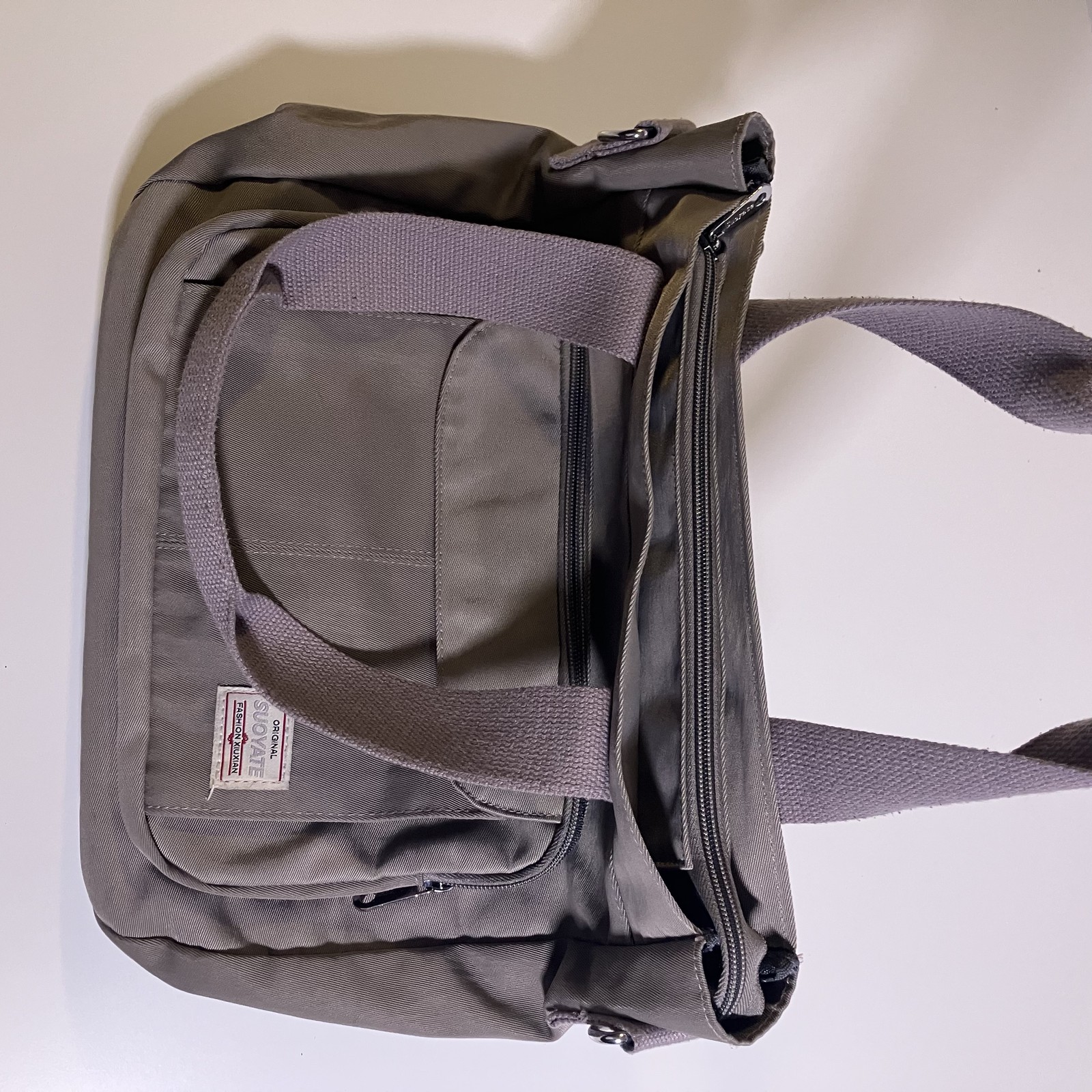 Suoyate Tote Bag Womens Gray Shoulder Purse Handbag Large Pockets Canvas Travel
