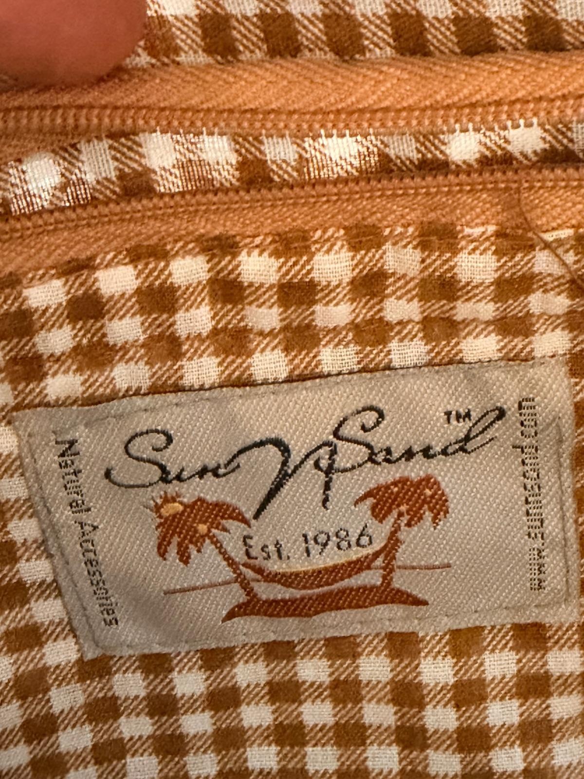 VTG Sun N Sand Woven Straw Shell Handle Tote Beach Bag Boho