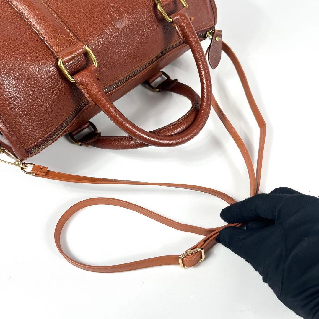 RALPH LAUREN 2Way Mini Boston Bag Hand Bag Shoulder Bag Leather Brown From Japan