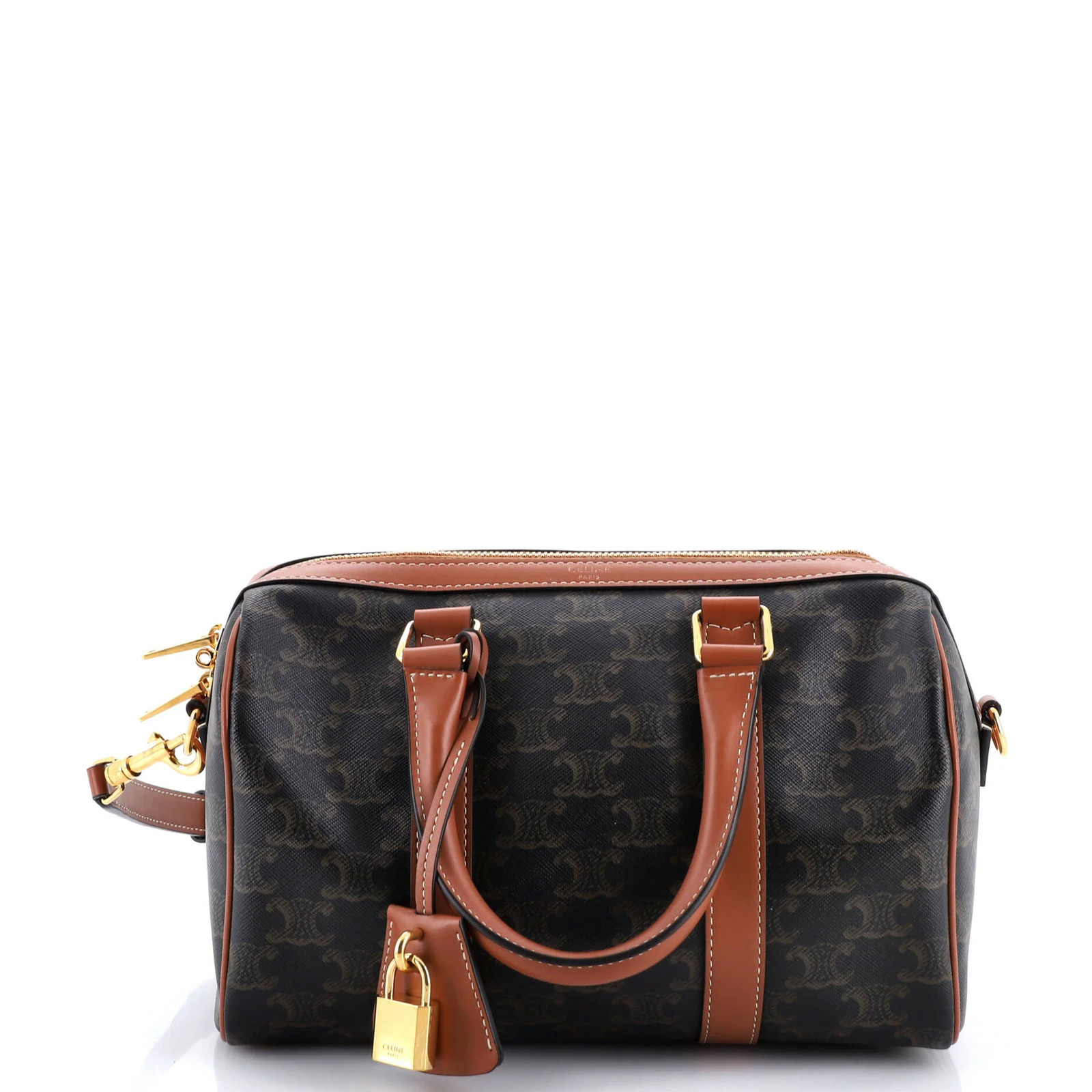 Celine Boston Bag Triomphe Coated Canvas Medium