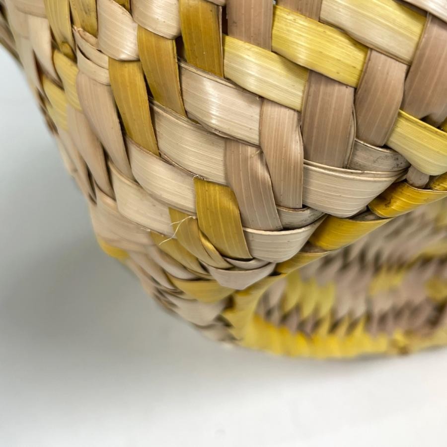 LOEWE Basket Small Knot Anagram Palm Leaf Leather Beige Yellow Bag #BS1733