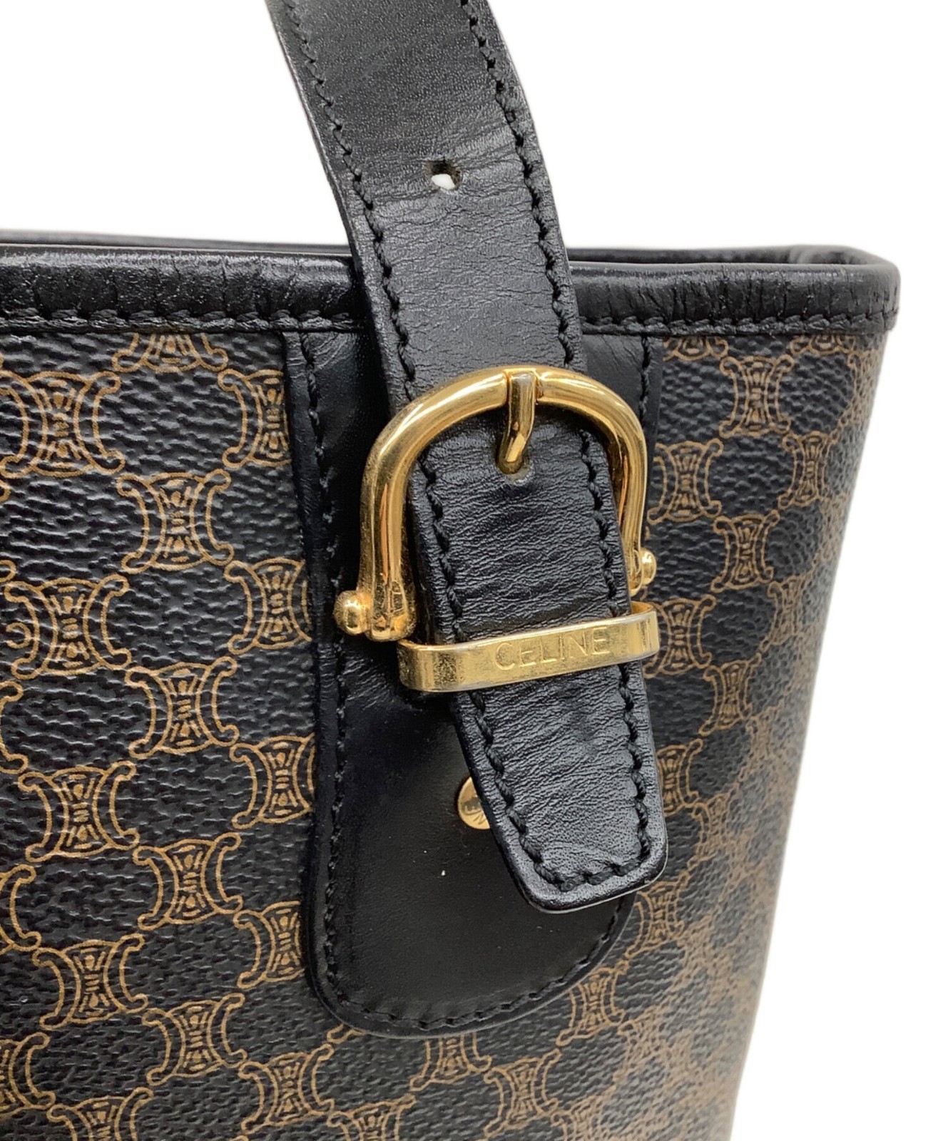 CELINE Macadam Tote Bag Black Women’s Pre-owned MC97/2 Japan F/S USED