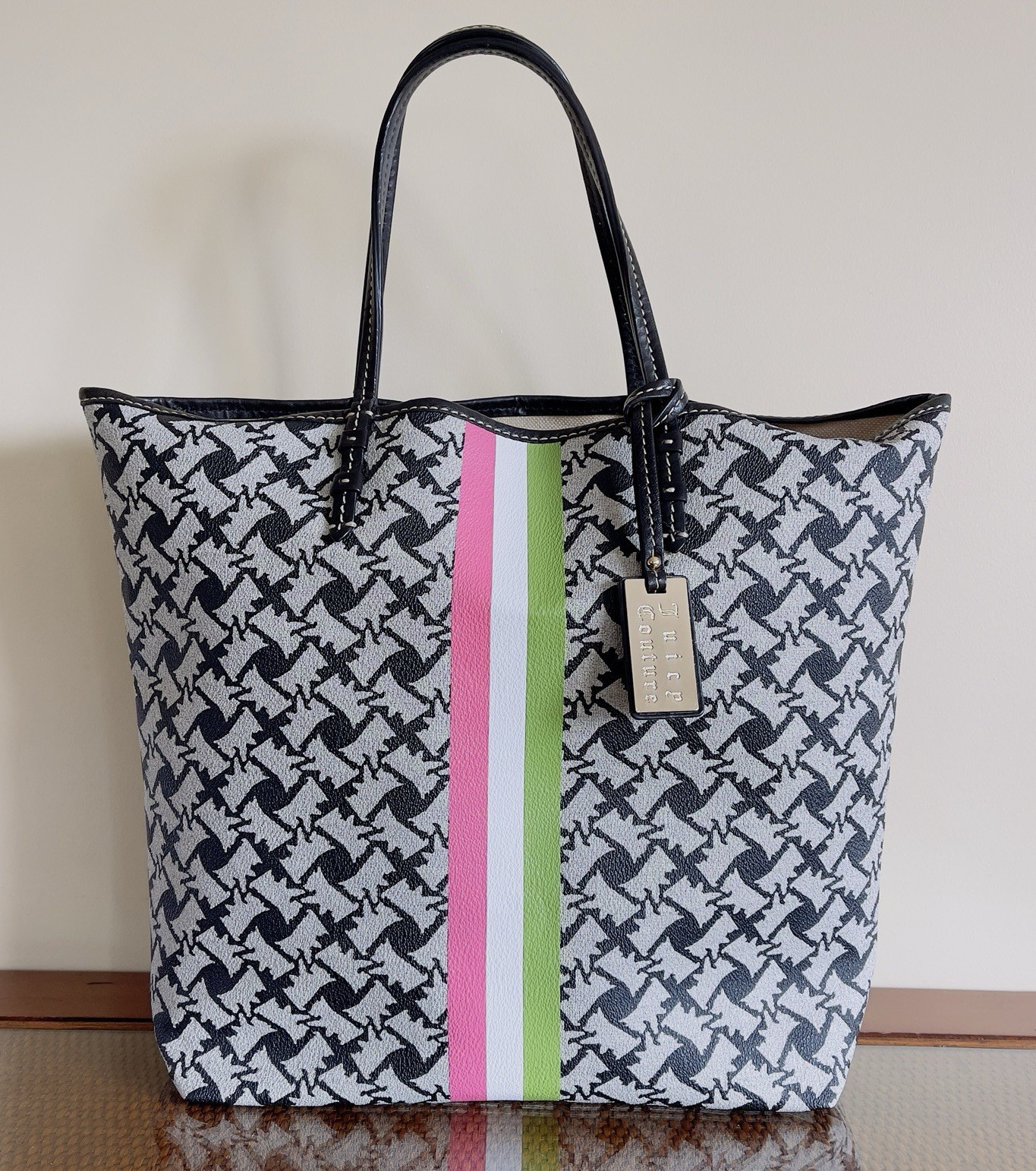 Vintage Juicy Couture Scottie Dog Print Tote Bag Coated Canvas Match Wristlet