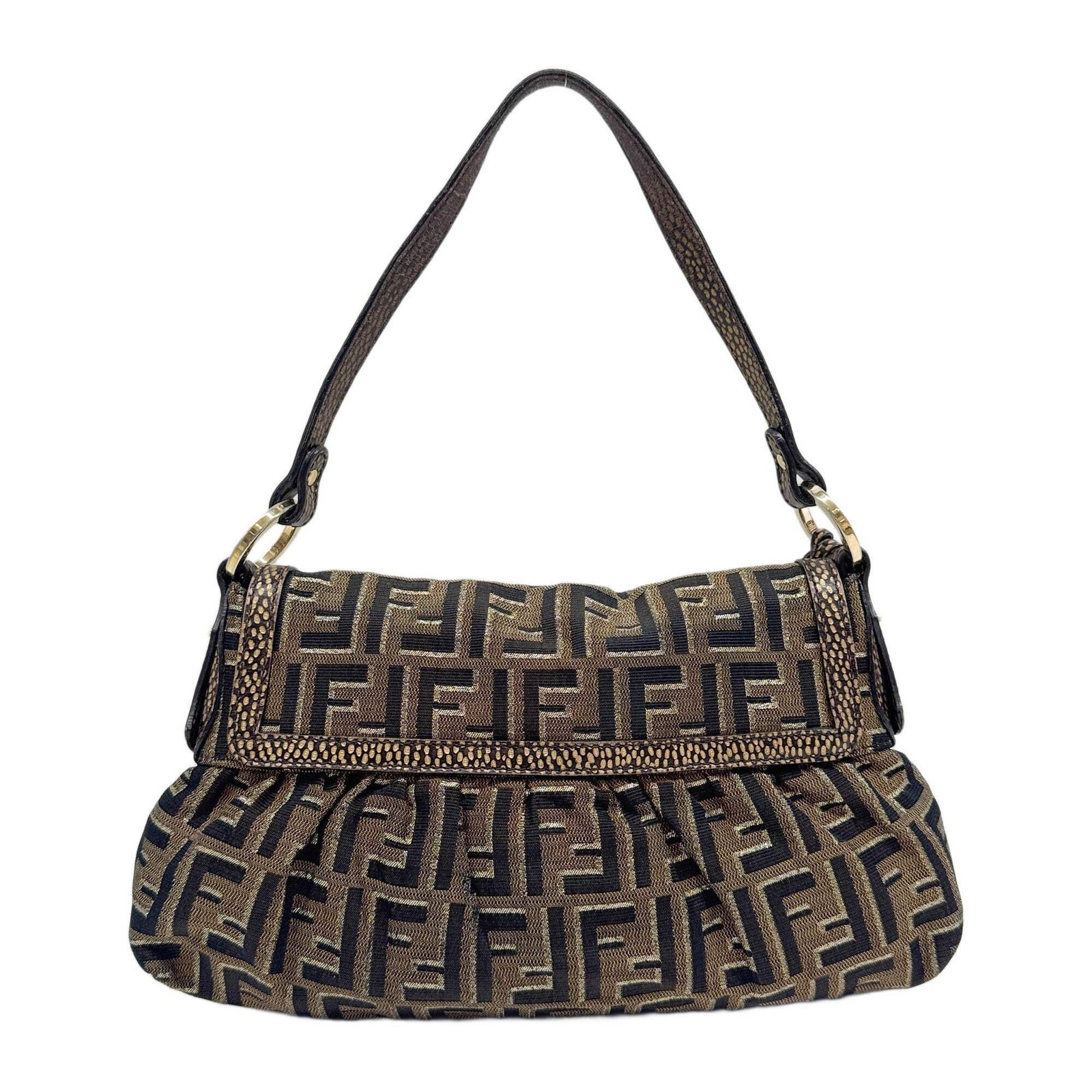 FENDI Chef Brown Zucca Canvas Shoulder Bag
