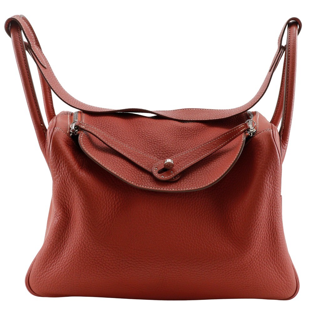 HERMES Lindy 34 Handbag 2WAYShoulder Sanguine Orange / SilverHardware Togo…