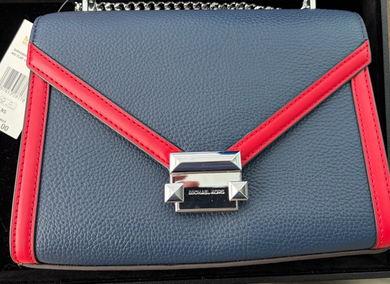 NWT Michael Kors Whitney Handbag Navy/Red #35R5SWHF6L