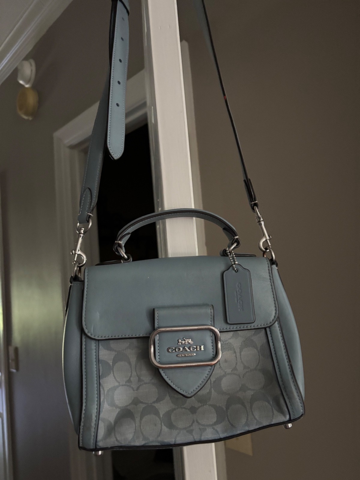 coach light sky blue purse