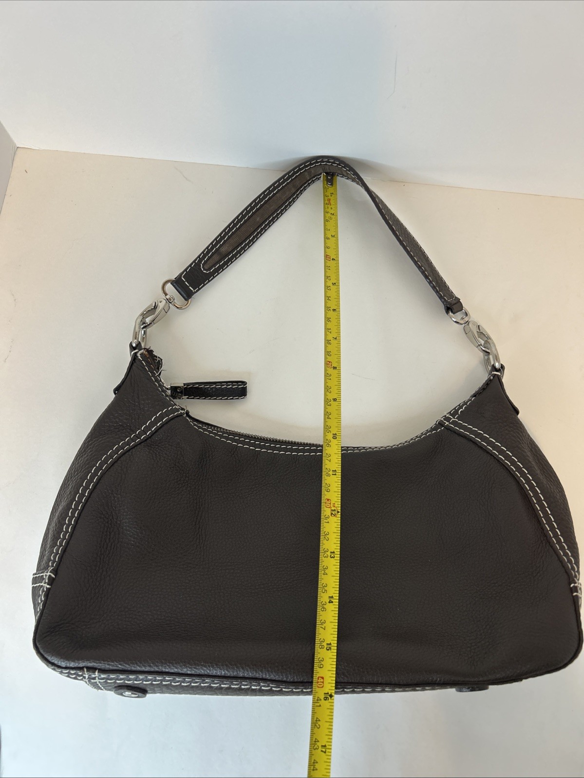 The Sak Pink Label Dark Brown Pebbled Leather Shoulder Bag Purse