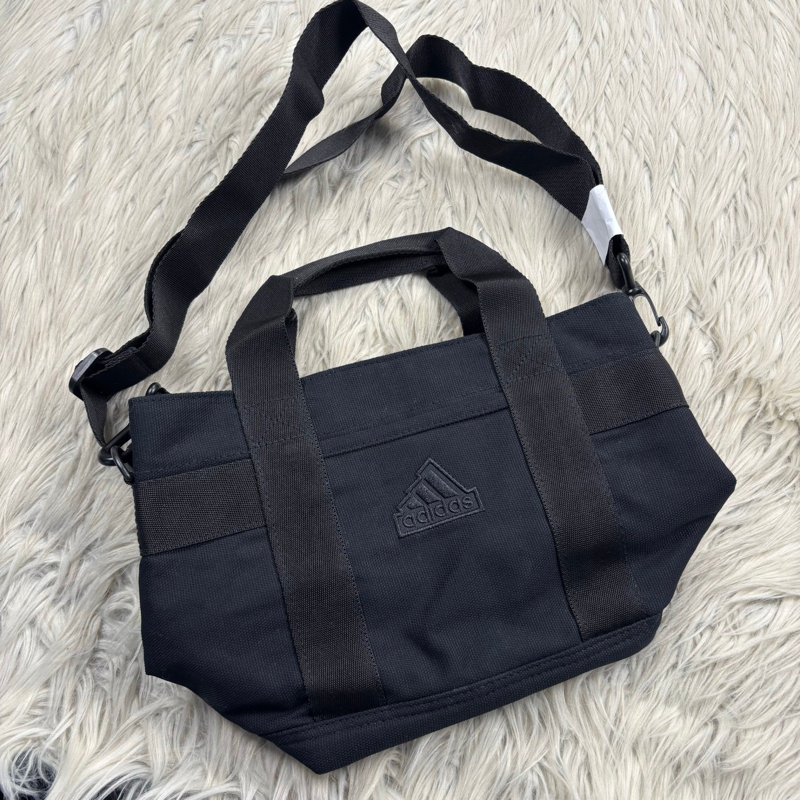 NWOT Adidas Canvas Black Mini Tote Bag Streetwear Athleisure Gym Casual