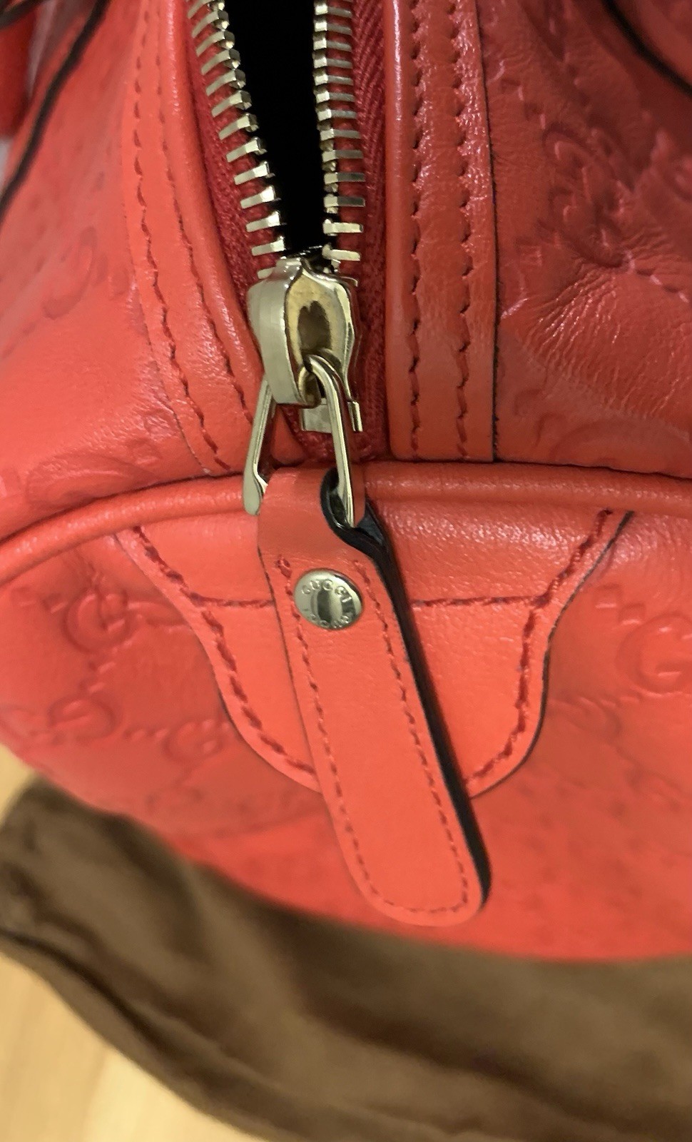 gucci joy boston Satchel bag guccissima leather medium red MINT w/bag
