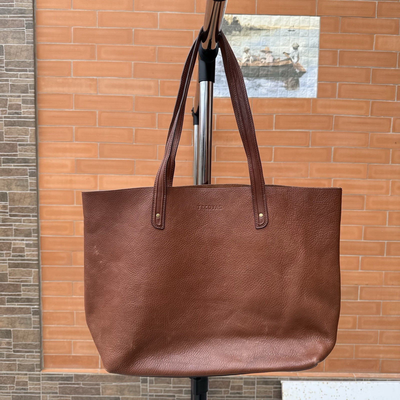 Tecovas Women’s Fawn Bovine Brown Bourbon Tote Leather Handmade Shopper Bag 15
