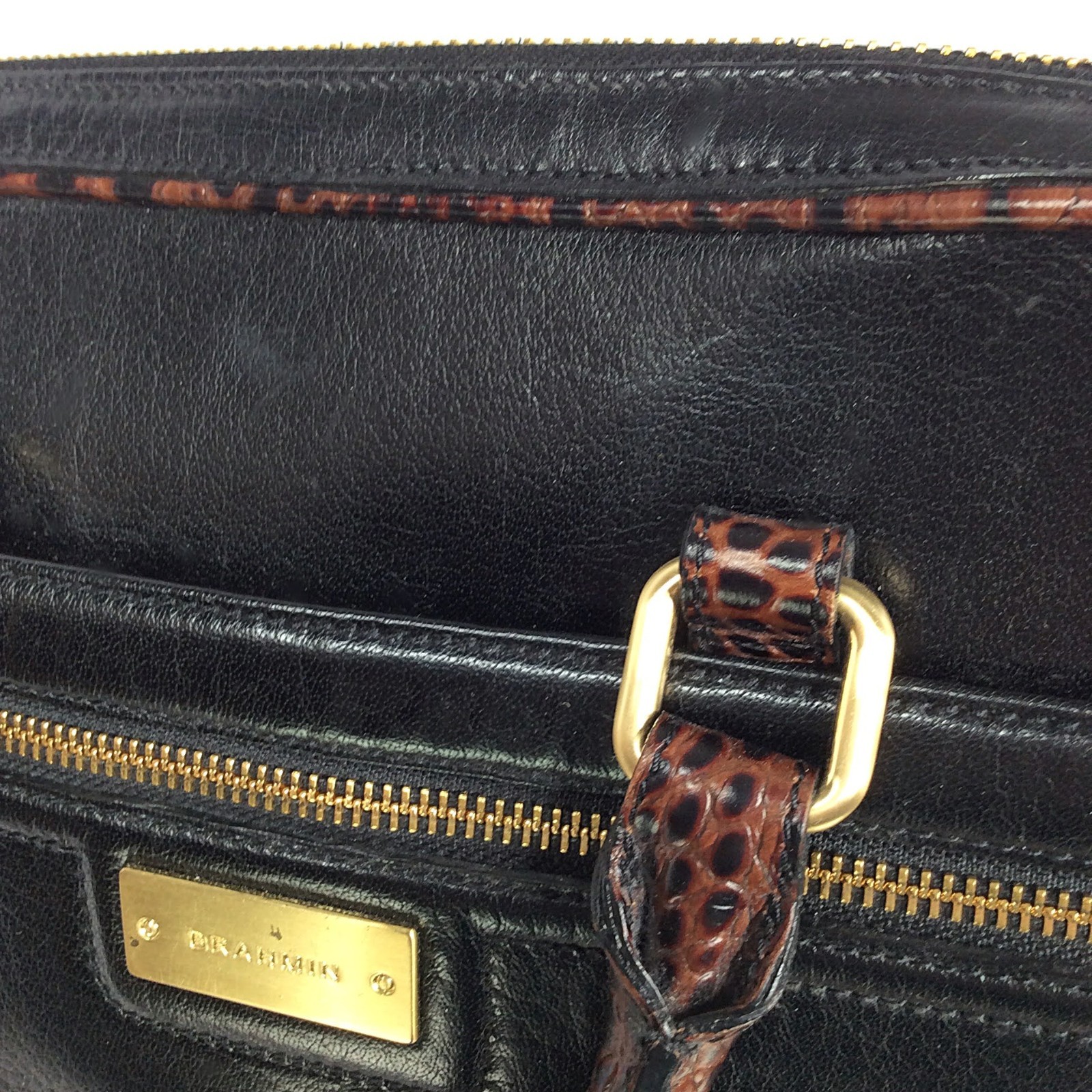 BRAHMIN Laptop Case Business Tote Briefcase Work Bag Travel Mixed Leather