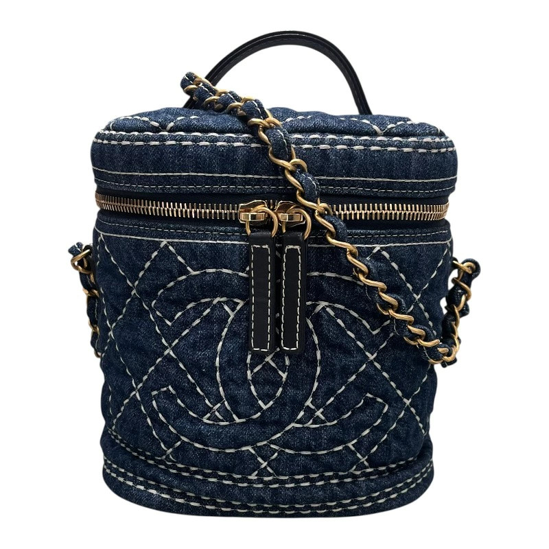 CHANEL Denim Chain Vanity Bag AS1336 Blue Gold Hardware Denim Ladies Shoulder Ba
