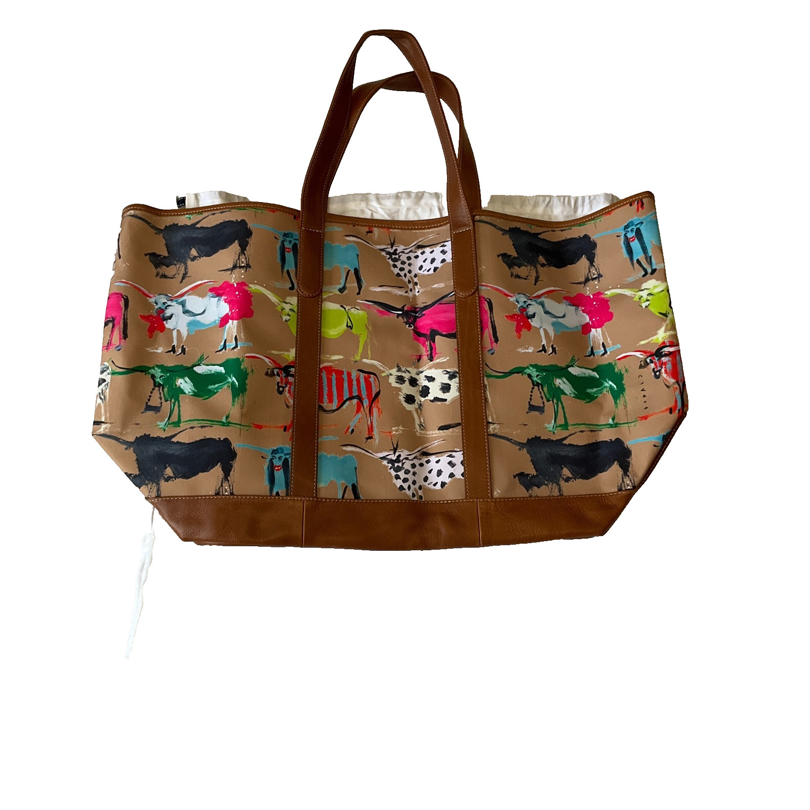 Barrington Tote Bag One Size Large Multicolor Pocket Leather Longhorn Cattle SDC