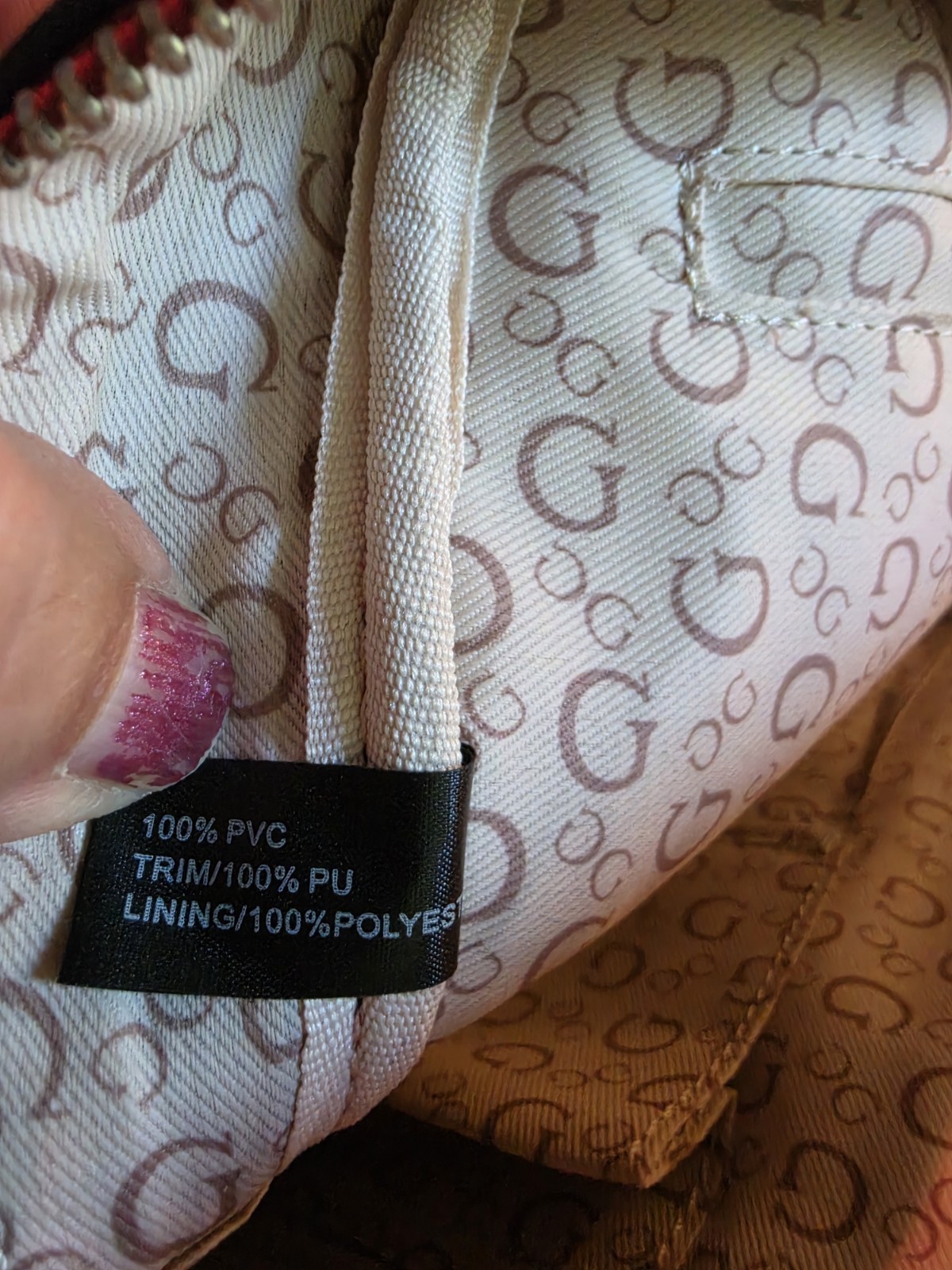 Guess Backpack Womens Mini Pink Faux Leather Logo Zip Adjustable Straps Casual