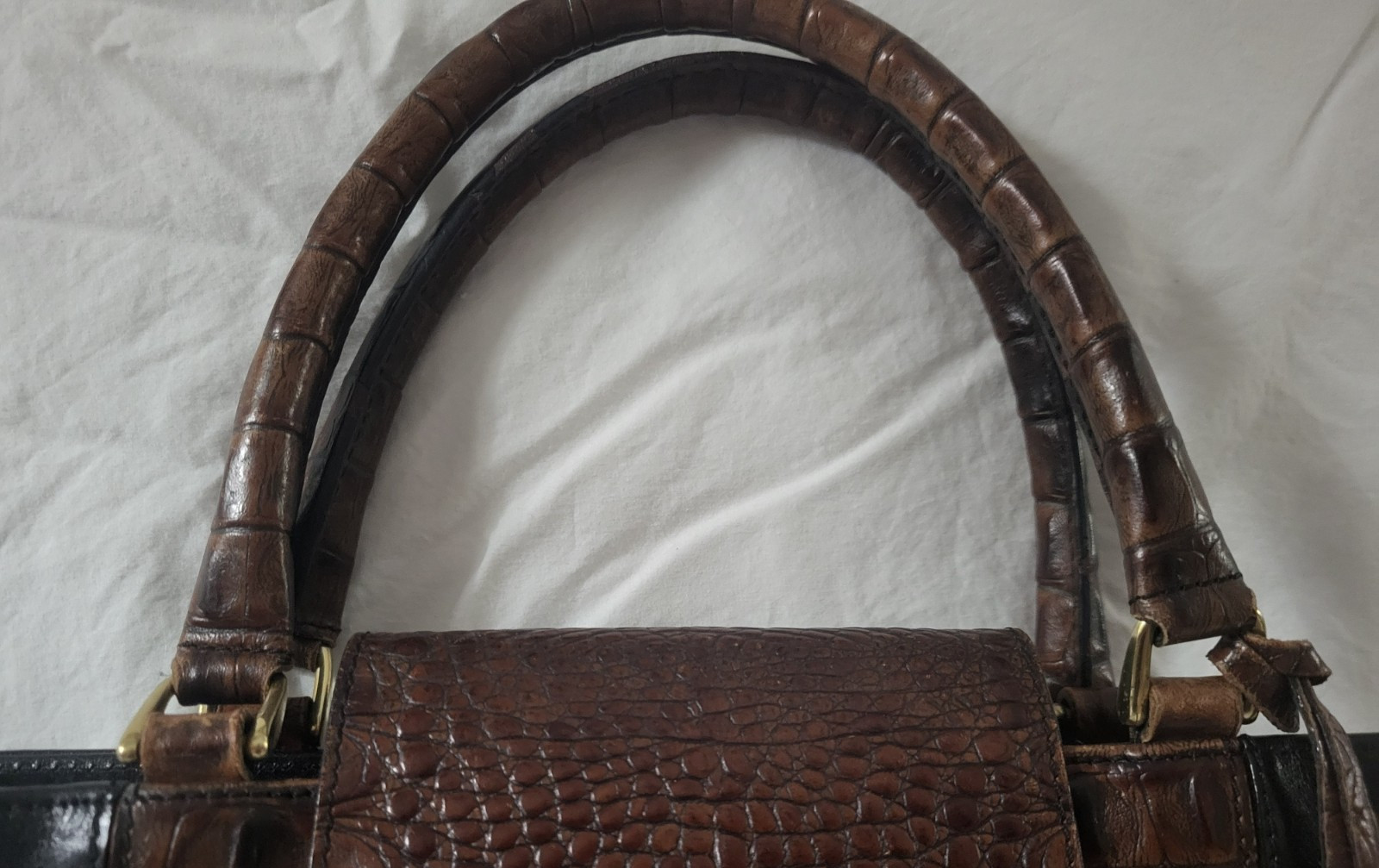 Vintage Brahmin Tuscan Collection, Two Toned Melbourne Satchel / Featuring Croco