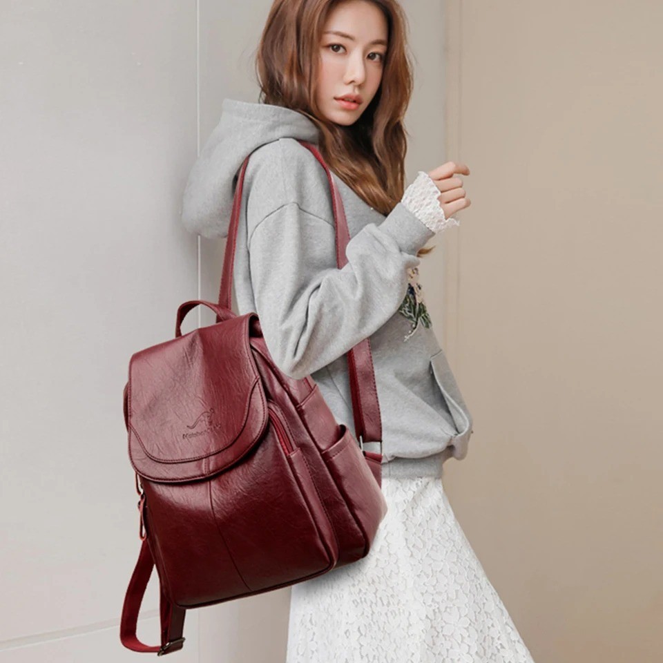 Anti-theft Soft Leather Backpack Women Vintage Shoulder Bag Ladies High Capacity