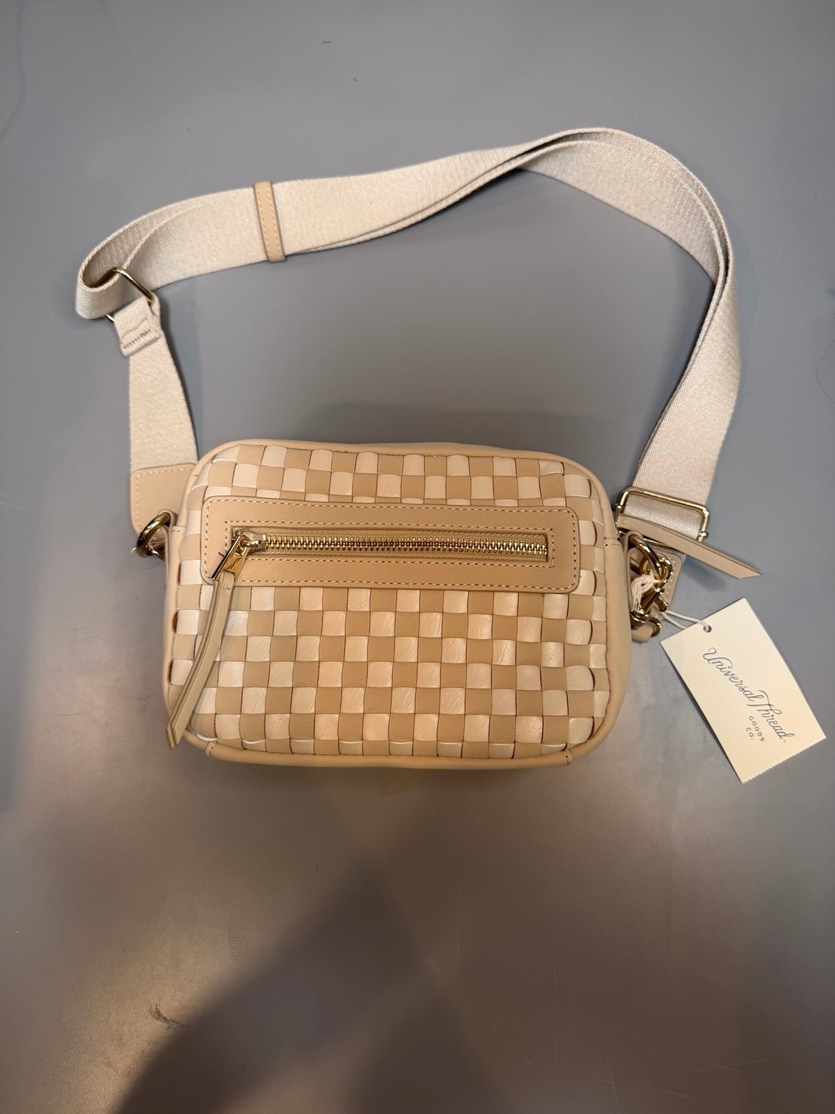 Universal Thread Woven Faux Leather Crossbody Camera Bag Cream NWT