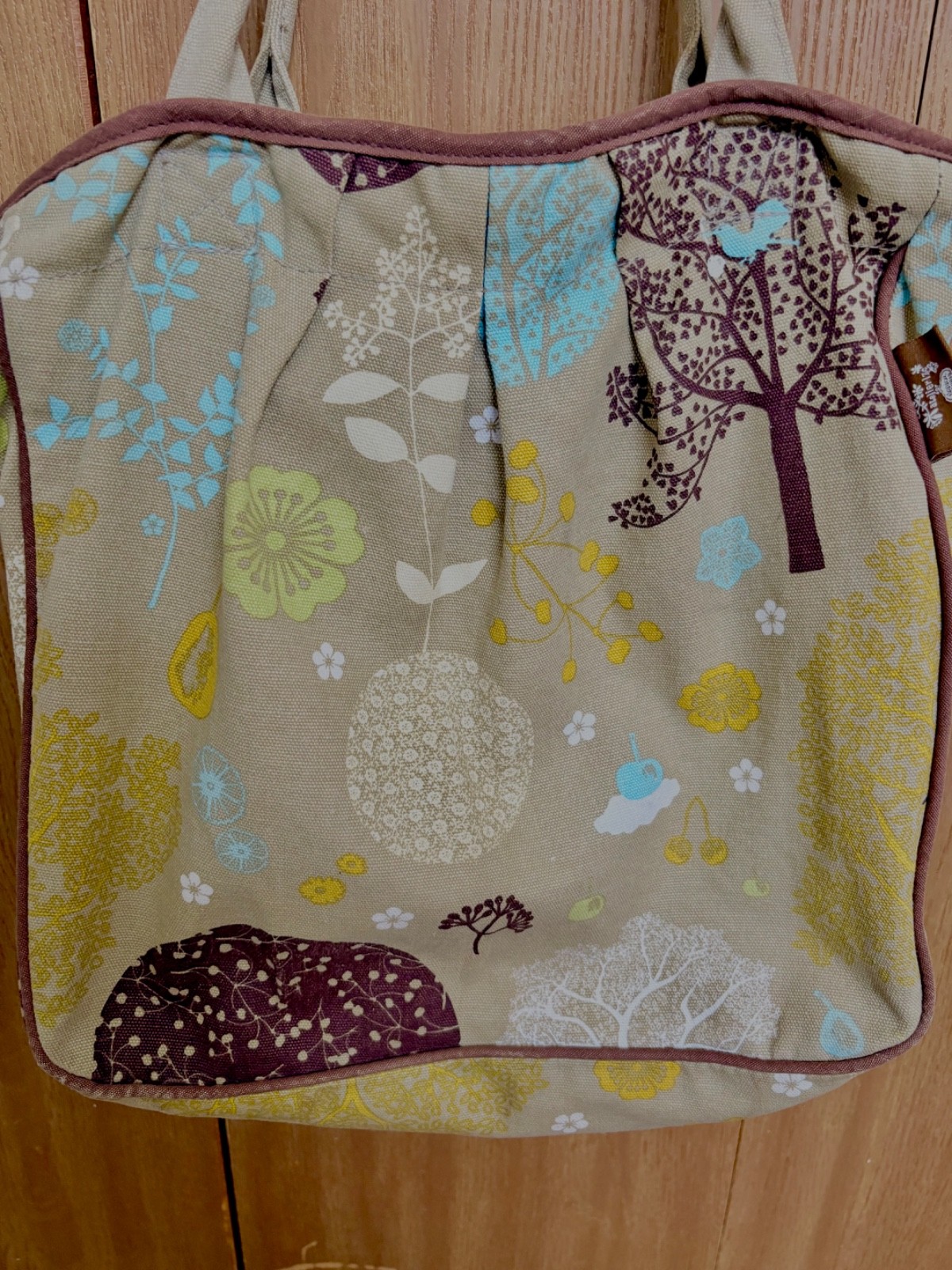 Danica Studio Canvas Tote Bag Forest Tree Floral Nature Print Boho Shoulder Bag