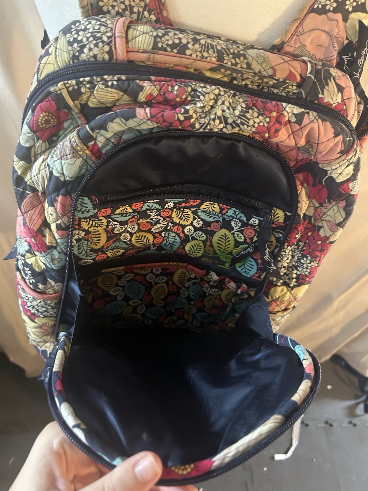 Vera Bradley Large Laptop Backpack in Happy Snails Rare Retired Floral