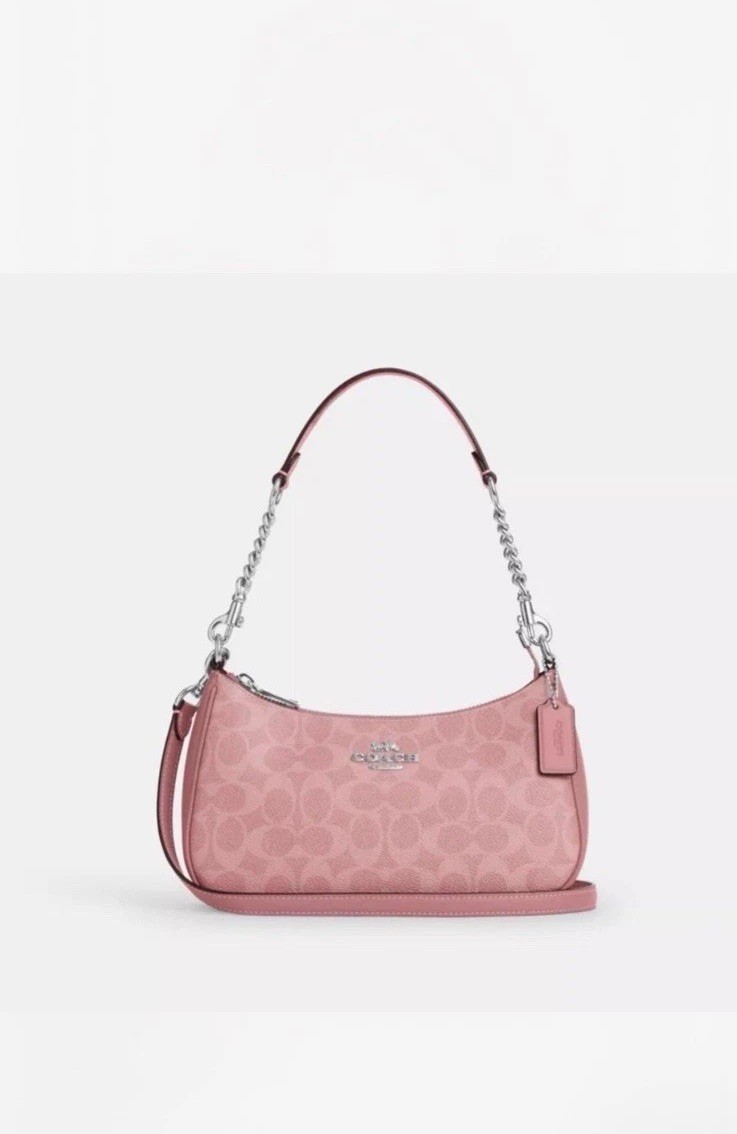Coach Teri Shoulder Bag In Signature Canvas CV933 Dusty Pink